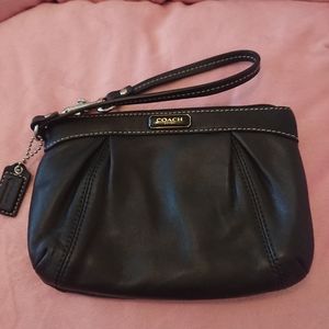 Coach Black Smooth Leather Wristlet